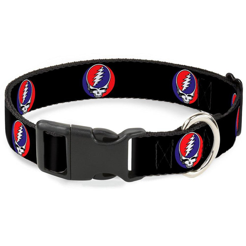 Buckle-Down Plastic Clip Collar - Steal Your Face Repeat Black/Color - 1/2" Wide - Fits 8-12" Neck - Medium 1.5" Wide - Fits 18-32" Neck - Large - PawsPlanet Australia