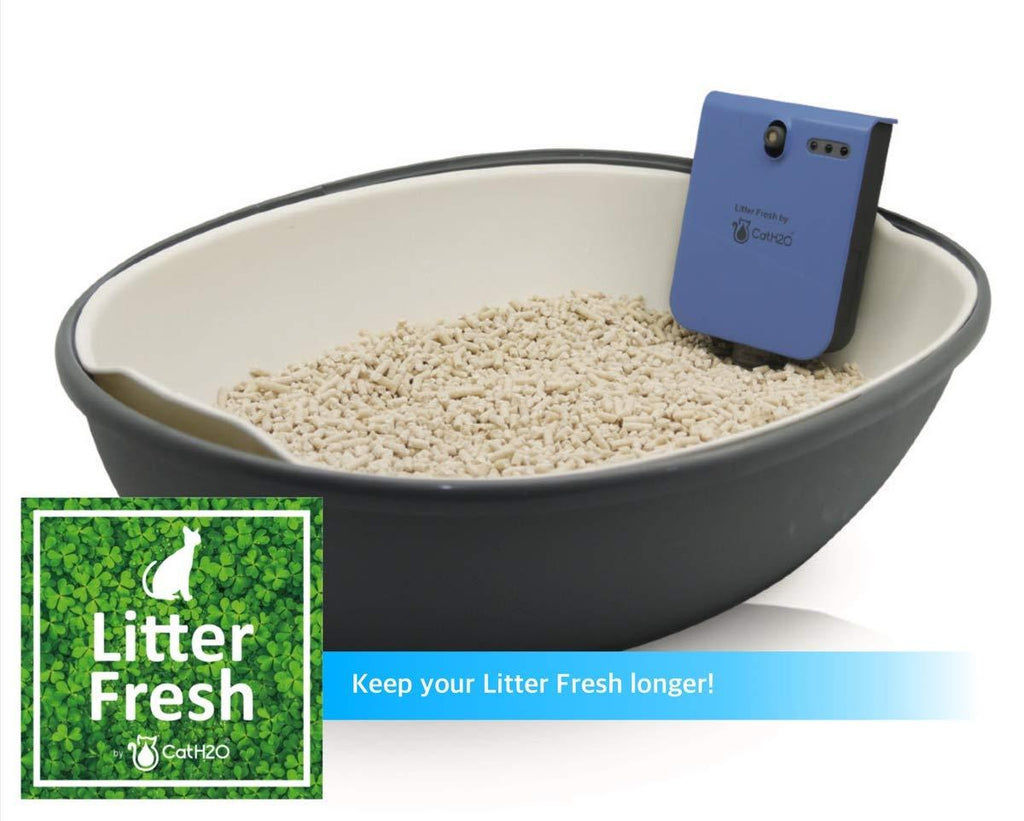 [Australia] - Cat H2O Litter Fresh Dispensing kit & 1 Bottle of Unscented Litter Freshener (125ml / 4.2 oz.), 3 x AA Batteries Required, Blue & Grey 