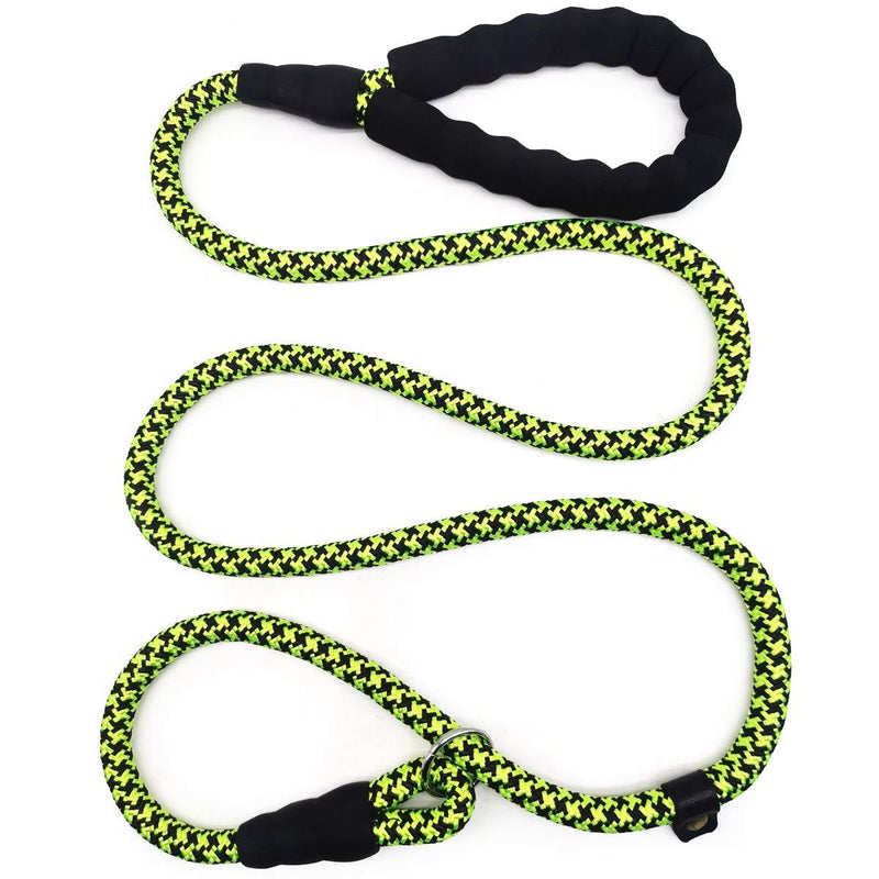 [Australia] - Mycicy Durable Rope Slip Collar Choke Dog Lead- Extremely Comfortable Handle No-Pull Pet Training Leash for Medium and Large Dogs-1.5mx12mm 1/2" x 5Ft Green A 