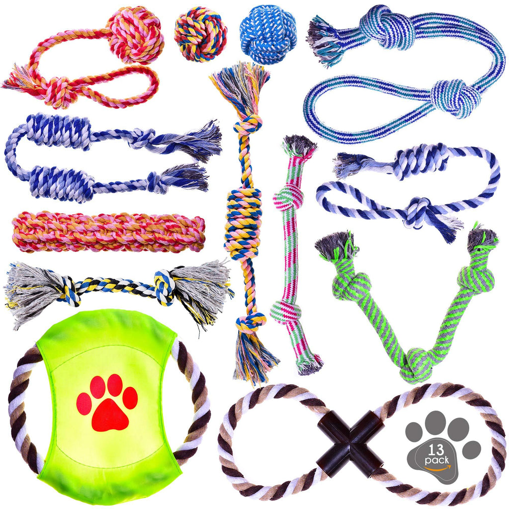 [Australia] - Dog Toys - Small Dog Rope Toy Pack - Puppy Dog Chew Toys - Small Breed Puppy Teething Toys - Small Dog Toys - Puppy Toys for Chewing - Teething Puppy Toys - Washable Cotton Rope Dog Toy Set of 13 