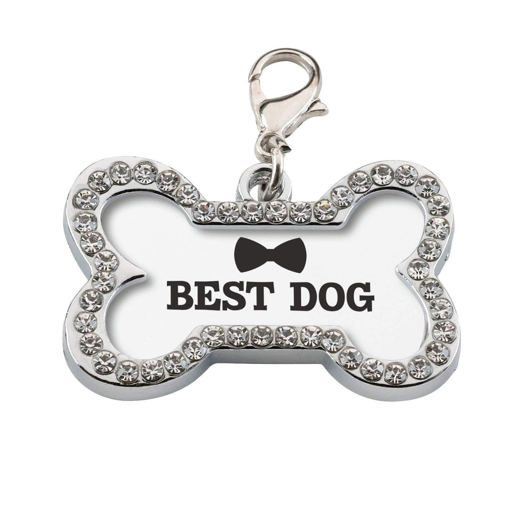 [Australia] - Lillian Rose PA135 BD Best Wedding Dog Collar Charm, Measures 1.5" wide, Silver 