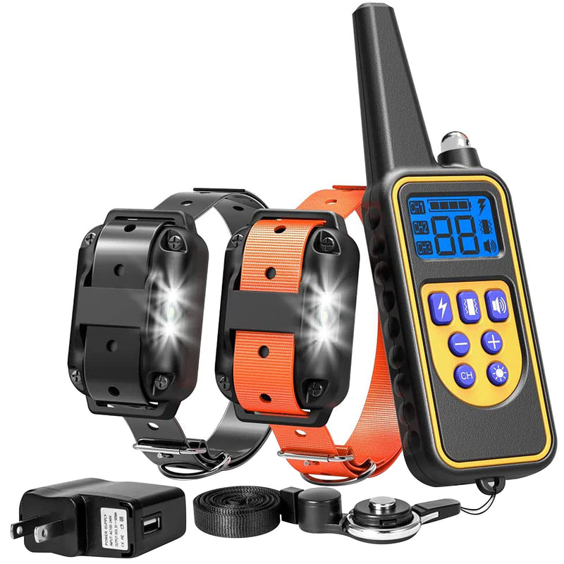 FunniPets Dog Training Collar, Waterproof Dog Shock Collar with Remote 2600ft Control Range E Collar for 2 Dogs with 4 Training Modes Light Shock Vibration Beep for Medium and Large Breed Dogs - PawsPlanet Australia