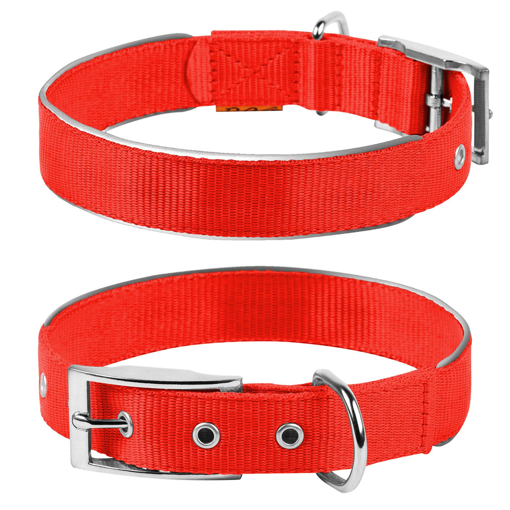 [Australia] - COLLAR Nylon Reflective Dog Adjustable Dog with Metal Buckle - Heavy Duty Small Medium Large Dogs Puppy - Red Blue Black Safety Plus S 12" - 15" Neck 