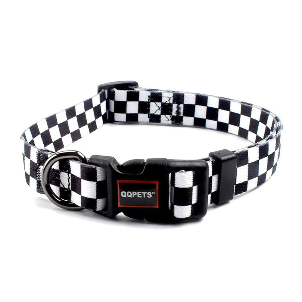 [Australia] - QQPETS Dog Collar Personalized Adjustable Basic Collars Soft Comfortable for Puppy Small Medium Large Dogs or Cats Outdoor Training Walking Running Black and White Pattern 