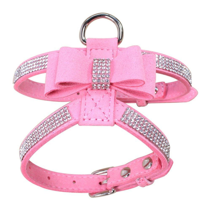 [Australia] - Norbi Fashion Puppy Harness Bling Rhinestone Pet Dog Harness Vest with Bowknot L A Pink 