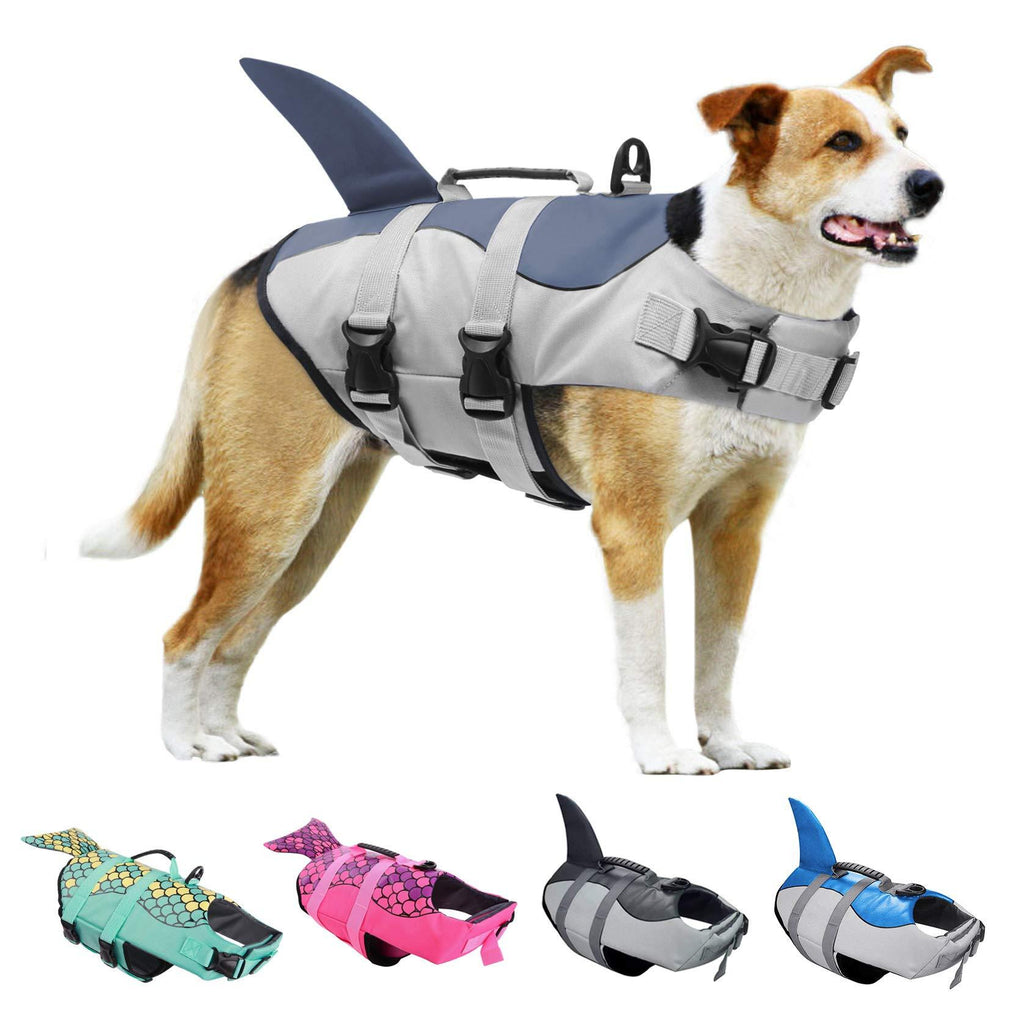 [Australia] - KOESON Dog Life Jacket, Fashion Pet Swimming Vest, Puppy Life Saver with Adjustable Strong Handle Small Grey 