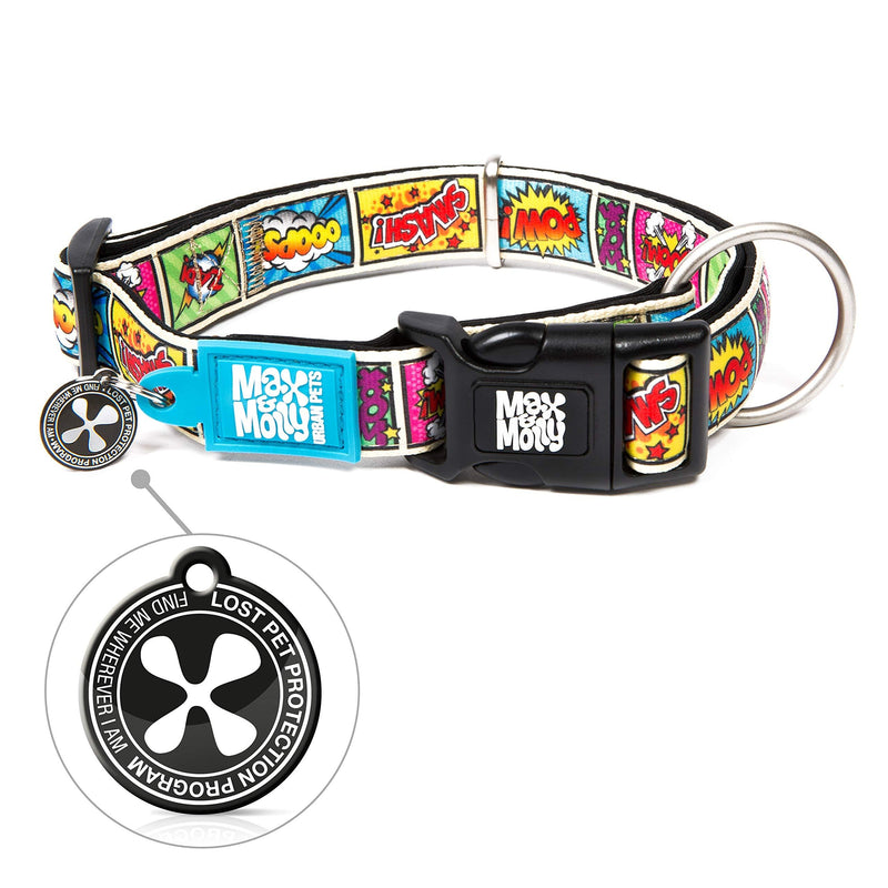 [Australia] - Max & Molly Ultra Comfortable Padded Neoprene Sport Dog Collar with Smart Id Tag Small Comic 