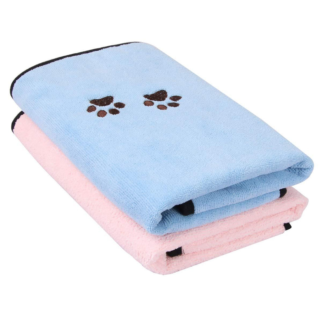 [Australia] - SOBAKEN Wipela Pet Dog Cat Microfiber Bath Towel, Ultra Absorbent Fast Drying (2-Pack) 