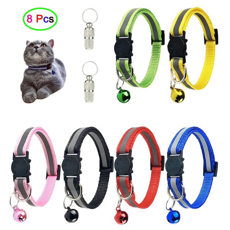 [Australia] - D-buy Multi-Colored Cat Collars, Cat Collars with Bell, Breakaway Cat Collars, Reflective Nylon Cat Collars 6 Collars(6 Colors) 