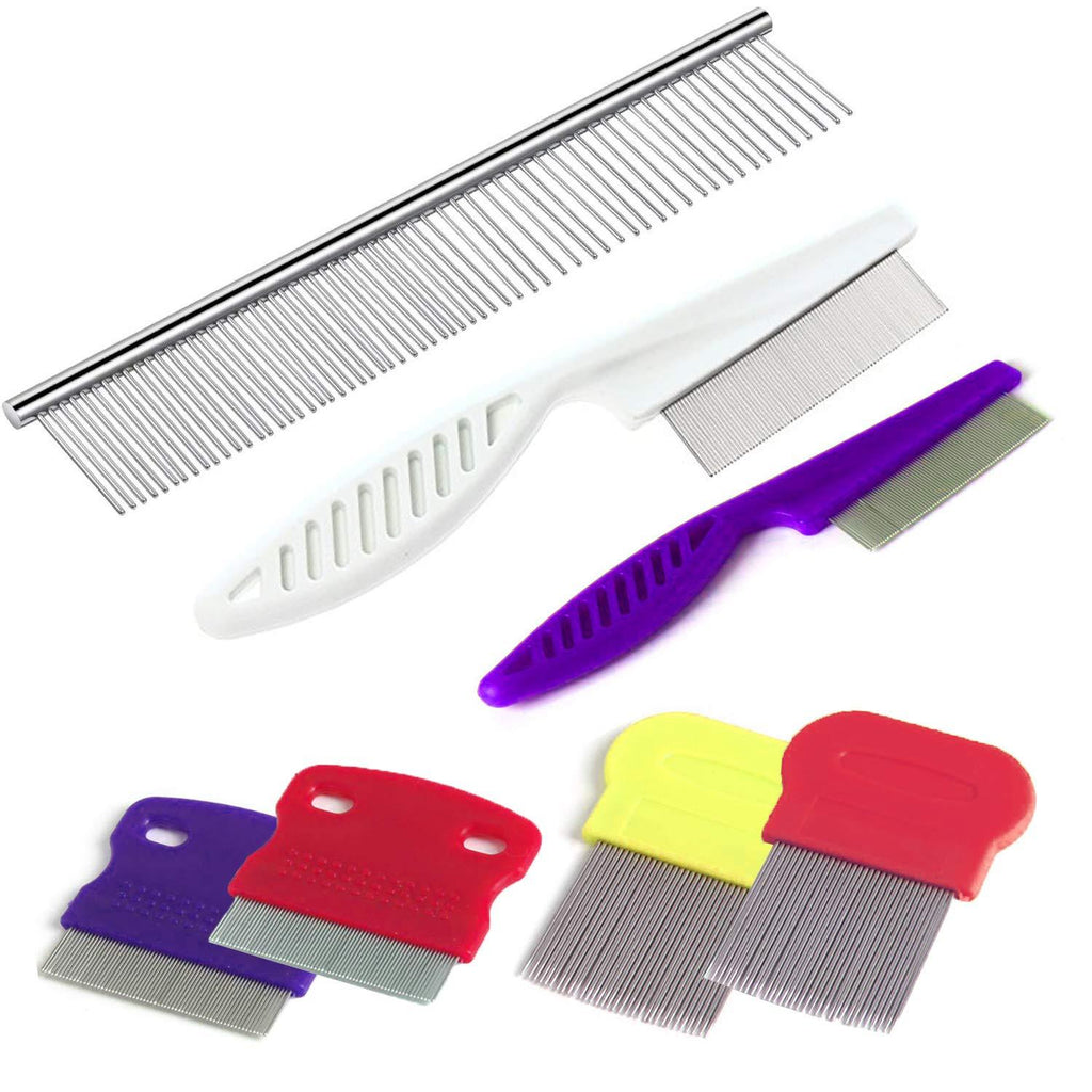 TuNan 7 Pcs Pet Dog Grooming Comb, Metal Head Comb for Long Hair, Dog Tear Stain Remover Combs, Hair Combs Remover for Dogs Cats, Pet Grooming Tool Removes Crust, Mucus and Stains - 5 Types - PawsPlanet Australia