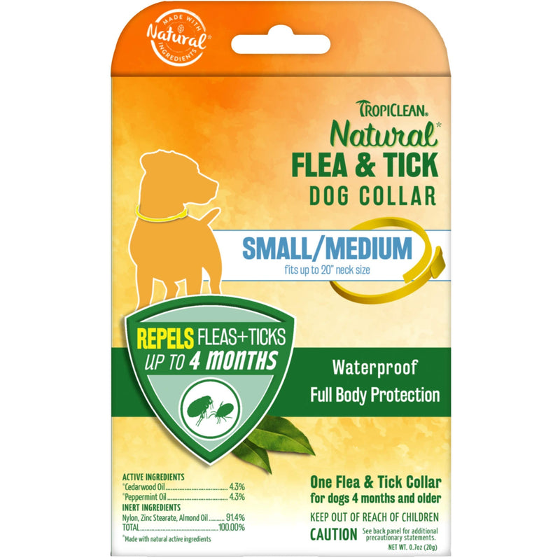 TropiClean Natural Flea & Tick Repellent Collars for Dogs - Waterproof - Repels Fleas & Ticks Up to 4 Months - Natural Active Ingredients - Cedarwood & Peppermint - PawsPlanet Australia