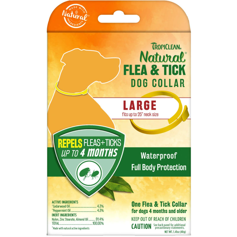 TropiClean Natural Flea & Tick Repellent Collar for Large Dogs - Flea & Tick Collar for Large Dogs - Fits Up to 25” Neck Size – Waterproof – Repels Up to 4 Months - PawsPlanet Australia
