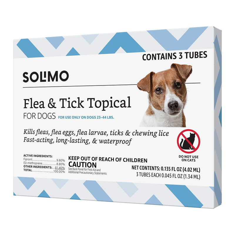 Amazon Brand - Solimo Flea and Tick Topical Treatment for Dogs (Small, Medium, Large, XLarge) Medium (23-44 lbs) 3 Count - PawsPlanet Australia