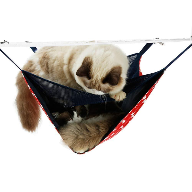 [Australia] - Cuteboom 2 Level Comfortable Cat Hammock, Breathable Hanging Bed/nest for Kitten/Adult Cats, Double Layer Pet Cage for Spring/Summer/Winter Star 