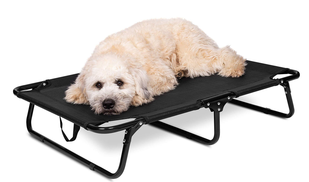 [Australia] - BIRDROCK HOME Elevated Dog Bed Cot - Steel Frame - Folding Pet Furniture - Lightweight & Portable - Easy Setup- Cool Breathable Mesh - Indoor or Outdoor Use Small to Medium (35 x 24") Black 