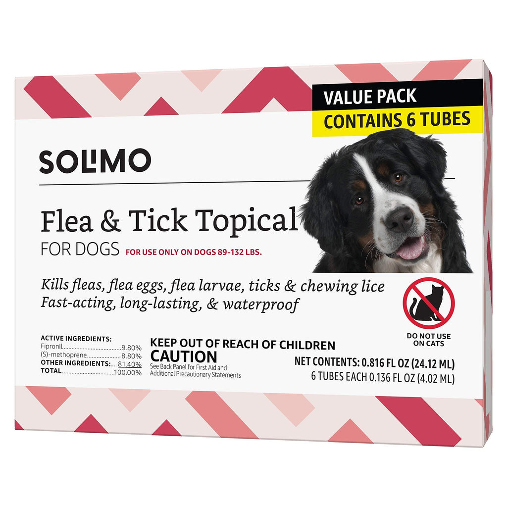 Amazon Brand - Solimo Flea and Tick Topical Treatment for Dogs (Small, Medium, Large, XLarge) XLarge (89-132 lbs) 6 Count - PawsPlanet Australia
