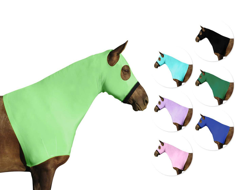 Derby Originals Comfort Stretch Lycra Sleazy Horse Hood in Multiple Colors and Sizes Medium (66-72") Green Apple - PawsPlanet Australia