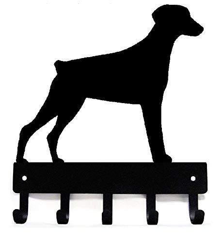 [Australia] - The Metal Peddler Doberman (Natural Ears) Key Rack Dog Leash Hanger - Small 6 inch Wide 