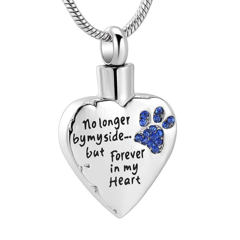 memorial jewelry No Longer by My Side,But Forever in My Heart Carved Locket Cremation Urn Necklace for Pet Dog Cats Blue - PawsPlanet Australia