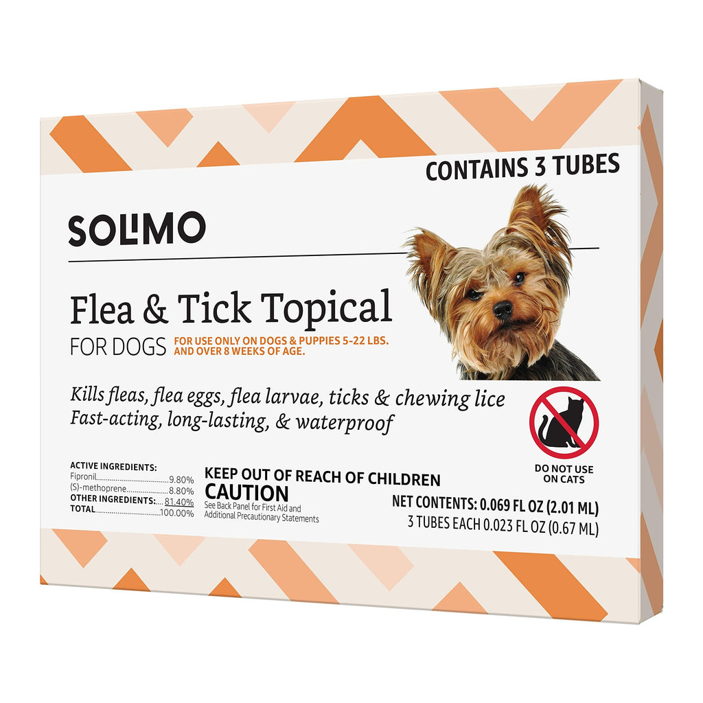 Amazon Brand - Solimo Flea and Tick Treatment for Dogs, 3 Count Small (5-22 lbs) 3 Doses - PawsPlanet Australia