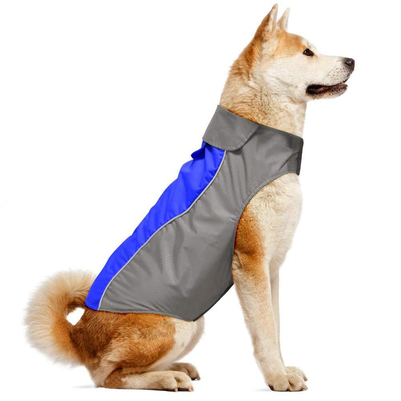 [Australia] - VIZPET Dog Raincoat Waterproof Lightweight & High Visibility Dog Coat Jacket for Small Medium Large Dogs Blue-L 