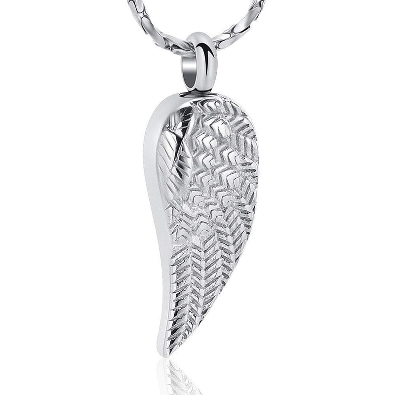 [Australia] - Imrsanl Angel Wings Cremation Jewelry for Ashes Pendant Stainless Steel Keepsake Memorial Urn Necklace for Human/Pets Silver 