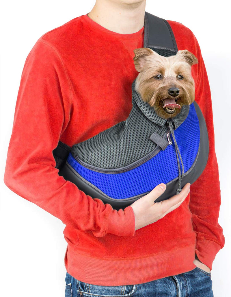 Cuddlissimo! Pet Sling Carrier - Small Dog Cat Carrier Bag - Safe, Comfortable, Adjustable - for Pets Below 6lb Deep Blue - PawsPlanet Australia