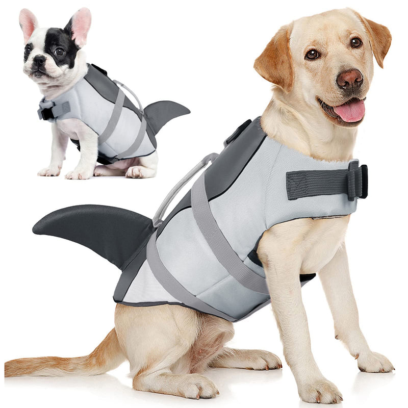 AOFITEE Dog Life Jacket Pet Safety Vest, Adjustable Dog Lifesaver Ripstop Pet Life Preserver with Rescue Handle for Small Medium and Large Dogs X-Small Grey - PawsPlanet Australia