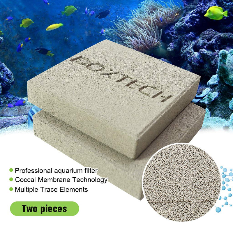 [Australia] - boxtech Aquarium Filter Media, Ceramic Biological Filter Media for Marine and Freshwater Fish Tank 2 Pcs Block Bio-Filter Media 