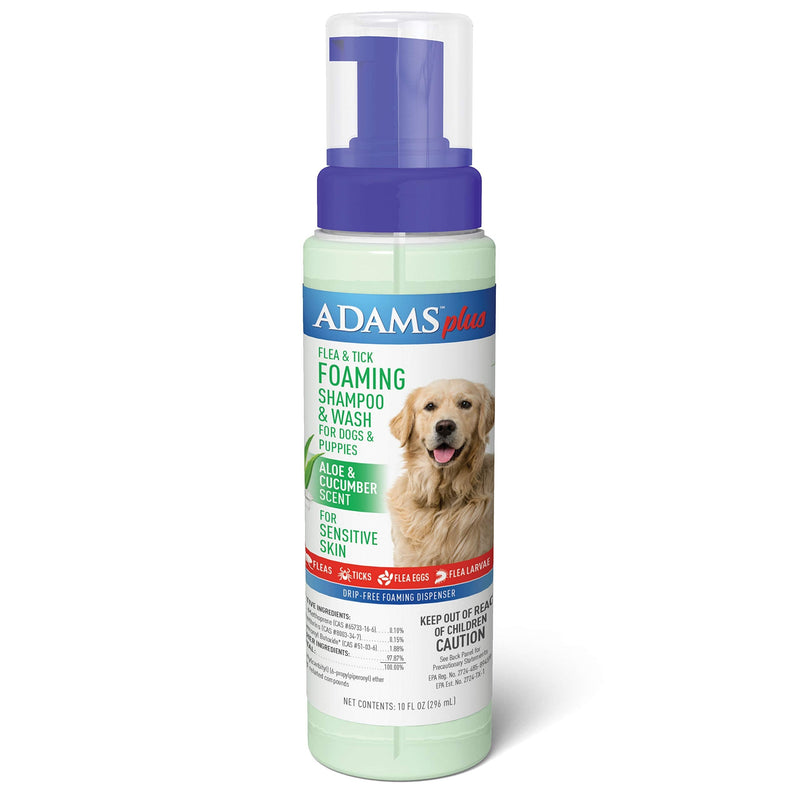 Adams Plus Flea & Tick Foaming Shampoo & Wash for Dogs & Puppies 10 oz - PawsPlanet Australia