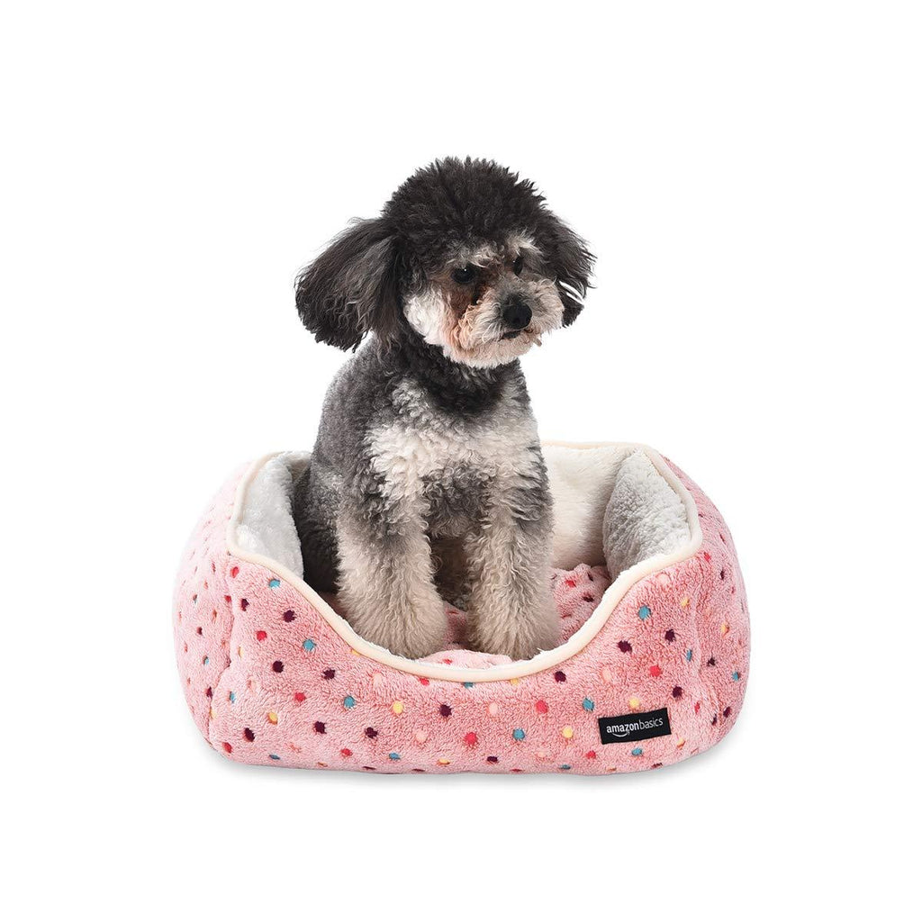 [Australia] - AmazonBasics Cuddler Bolster Pet Bed, Pink Polka Dots Small 