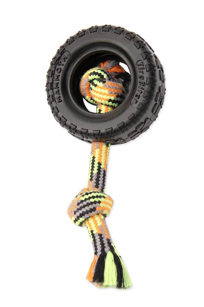 [Australia] - Mammoth TireBiterII Rubber Dog Toys - Natural Rubber Dog Toys for Extreme Chewers – Dog Toys for Extra Long Interactive Play – Aggressive Chewer Toys Small 3.75” Tire w/Cotton-Poly Rope 