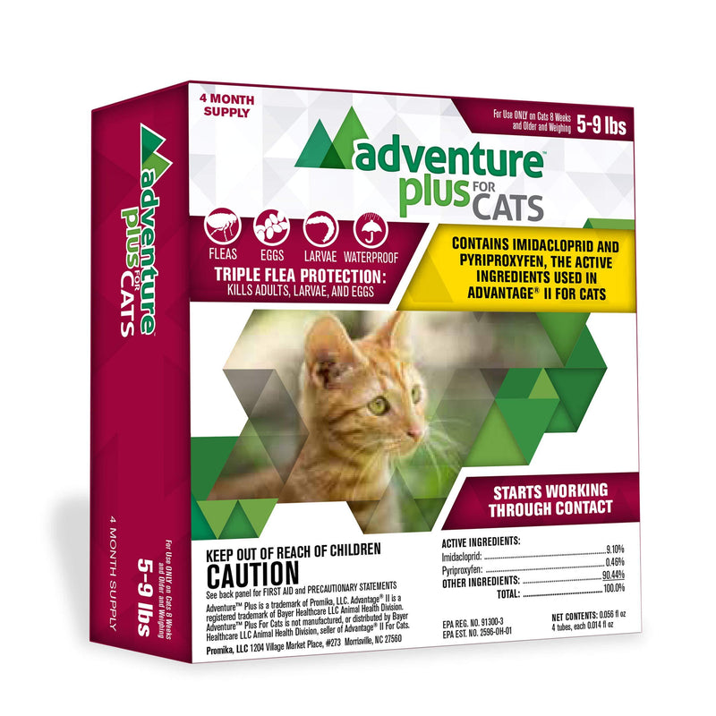 [Australia] - Adventure Plus Triple Flea Protection for Cats, 5-9 lbs, Cat Flea Treatment 4 Dose 