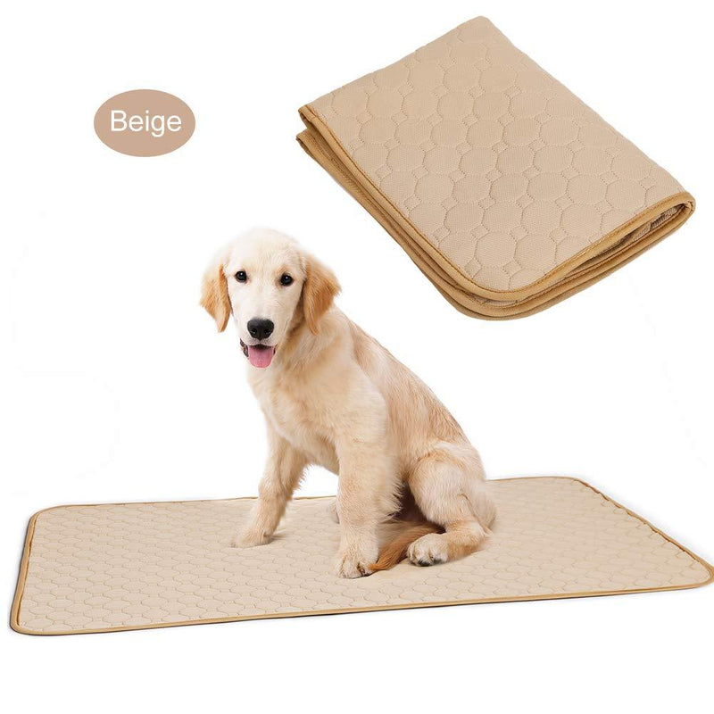 [Australia] - Rantow Machine Washable Pet Pee Pad - Use in Car/Crate/Bed/Sofa - Anti-Slip Puppy Training Mat Waterproof Dogs Bed Mat - 3 Size for Different Pets S(24"x18") Beige 