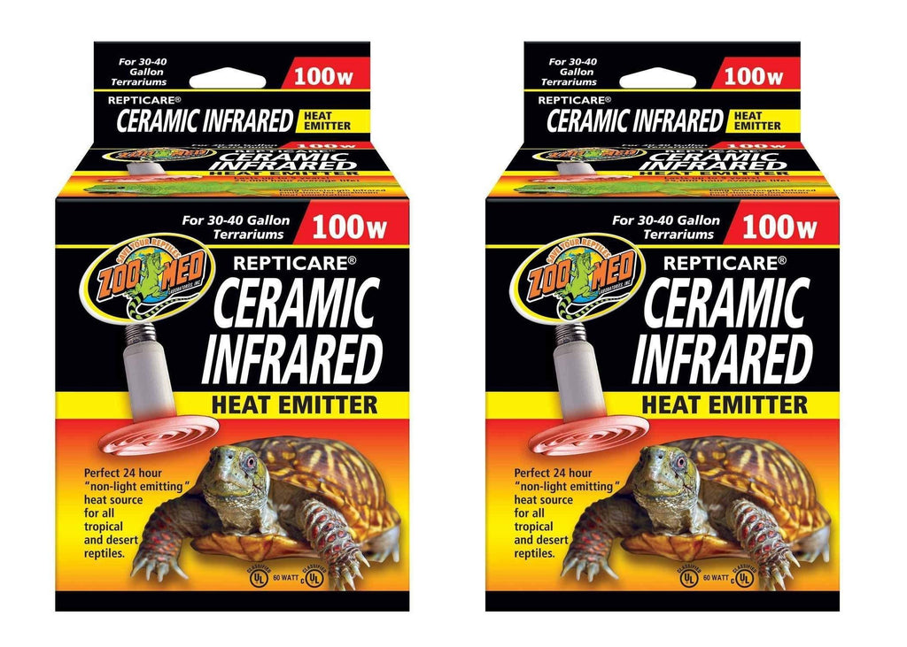 [Australia] - Zoo Med 2 Pack of ReptiCare Ceramic Infrared Heat Emitters, 100 Watt, for 30 to 40 Gallon Terrariums 