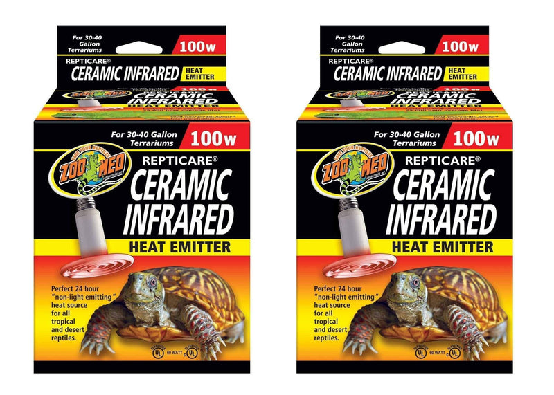 [Australia] - Zoo Med 2 Pack of ReptiCare Ceramic Infrared Heat Emitters, 100 Watt, for 30 to 40 Gallon Terrariums 