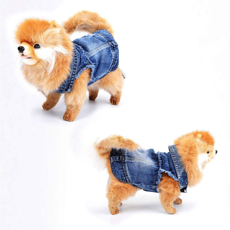 [Australia] - April Pets Dog's Denim Vest Denim Sleeveless Jacket for Small Dogs Pattern-02 L Chest Girth 16";Weight 8.5-11lbs 