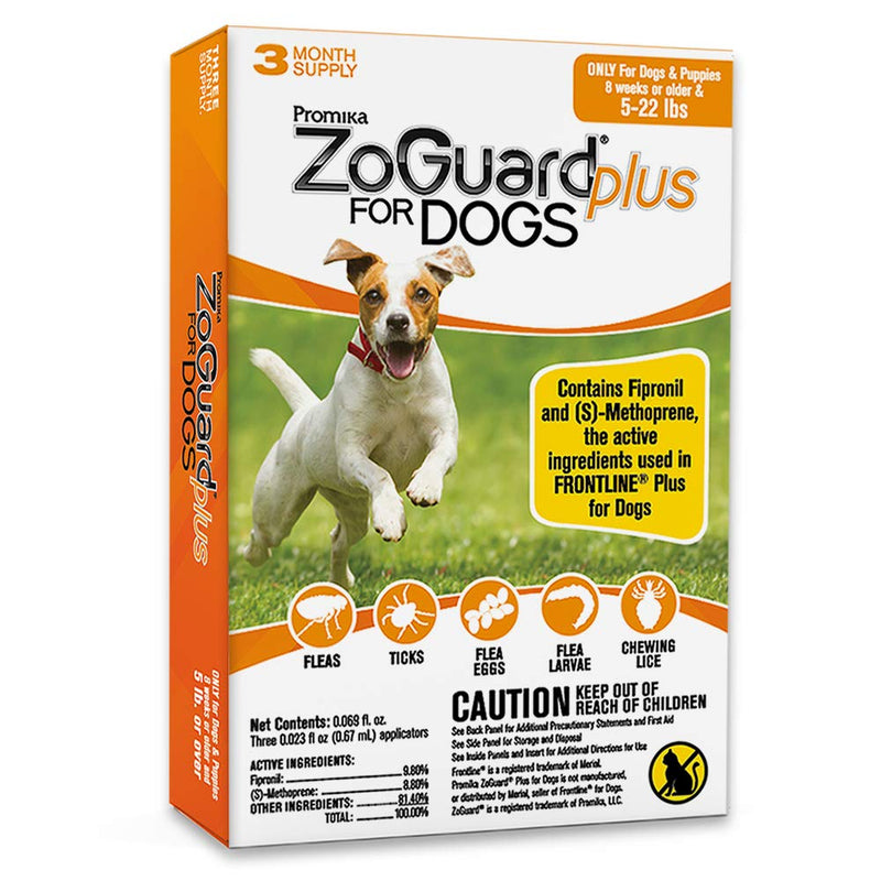 ZoGuard Plus Flea and Tick Prevention for Dogs (Small - 5-22 lb) 3 Dose - PawsPlanet Australia