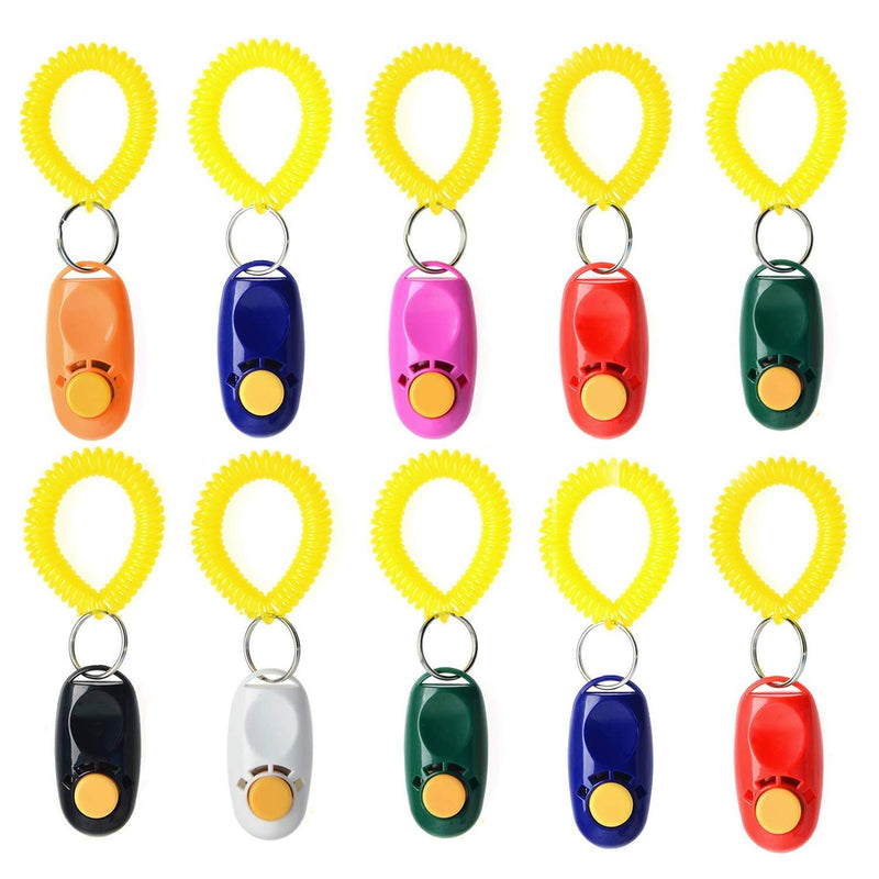 Rocutus 10 Pieces Colorful Pet Dog Training Clicker,Pet Training Clicker Button Clicker with Wrist Strap,Train Dog, Cat, Horse, Pets for Clicker Training - PawsPlanet Australia
