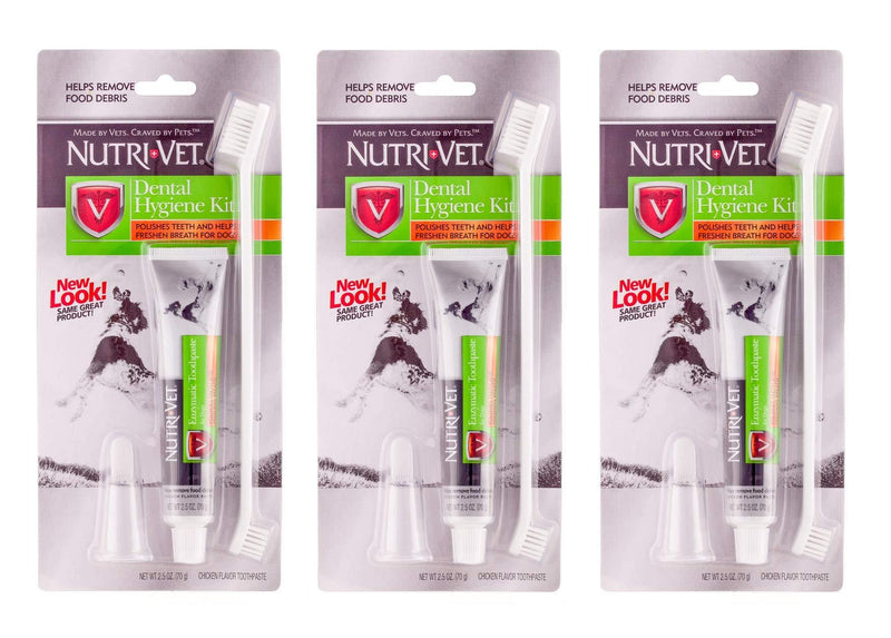 Nutri-Vet 3 Pack of Dental Hygiene Kits, 2.5 Ounces Each, for Dogs - PawsPlanet Australia