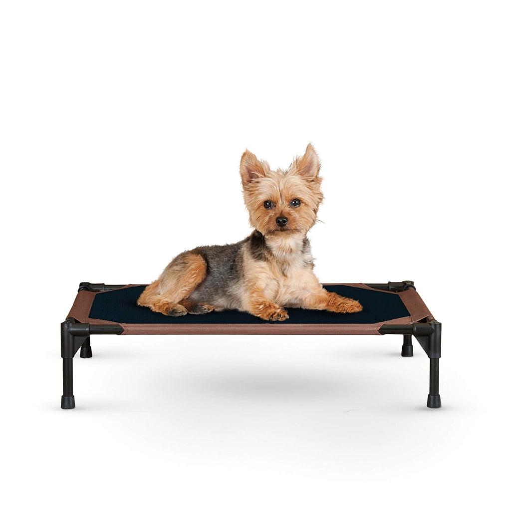 K&H Pet Products Original Pet Cot Elevated Dog Bed Small Chocolate/Black Mesh - PawsPlanet Australia