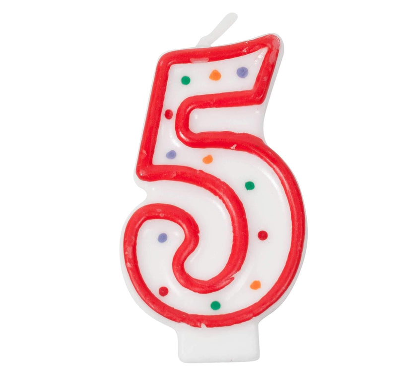 Crave Number Birthday Candle Cake Topper, Red Polka Dot Decoration for Birthdays, Anniversaries, Weddings 1 Number 5 - PawsPlanet Australia
