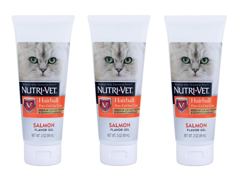 Nutri-Vet 3 Pack of Hairball Paw-Gel for Cats, 3 Ounces Each, Salmon Flavor - PawsPlanet Australia