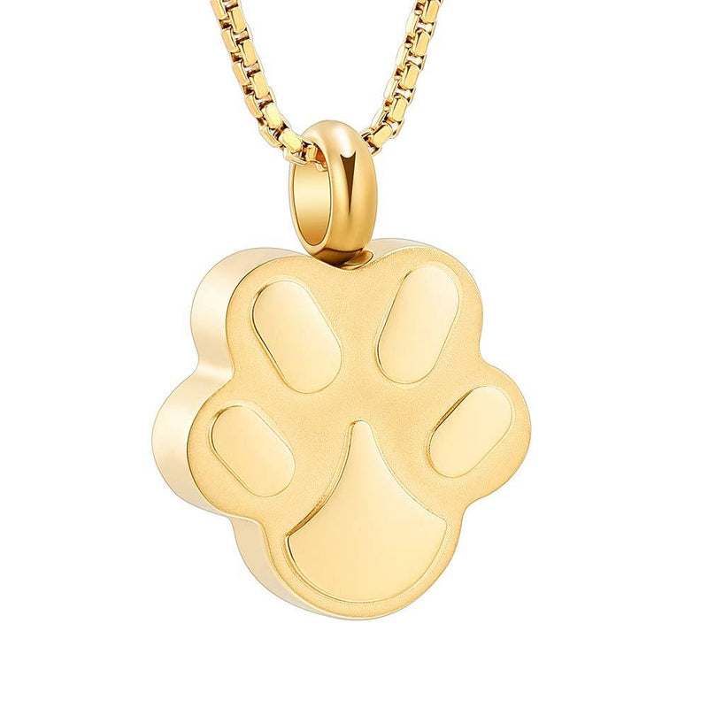 [Australia] - mingkejw Cremation Jewelry Paw Print Urn Necklace for Human Pet Ashes Keepsake Memorial Necklace Pendant Holder for Women Men Gold 