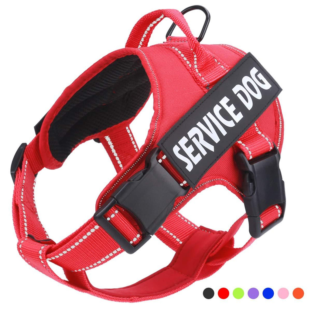 [Australia] - Service Dog Harness, No Pull Dog Harnesses with Handle - Breathable and Easy Adjust Dog Walking Vest for Small Medium Large Dogs - No More Pulling, Tugging or Choking (with 2 Velcro Patches) S: Chest 17.3-22.8'' (44-58 cm) Red 