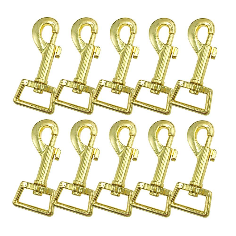 [Australia] - 10 Pcs Heavy Duty 2.95"x0.98" Square Eye Nickel Plated Swivel Snap Hooks pet Buckle Trigger Clip Clasp Dog Horse Lead Keychain (Gold) Gold 
