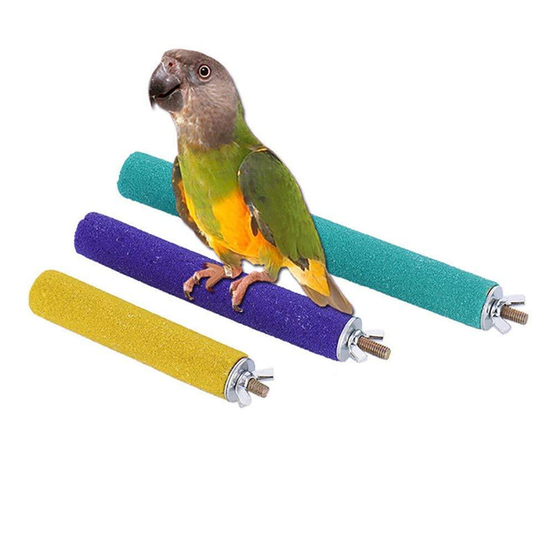 PIVBY Wood Bird Cage Perch Colorful Parrot Stand Toy Platform Paw Grinding Stick for Amazon Parrot Bird Colors Vary Pack of 3 - PawsPlanet Australia