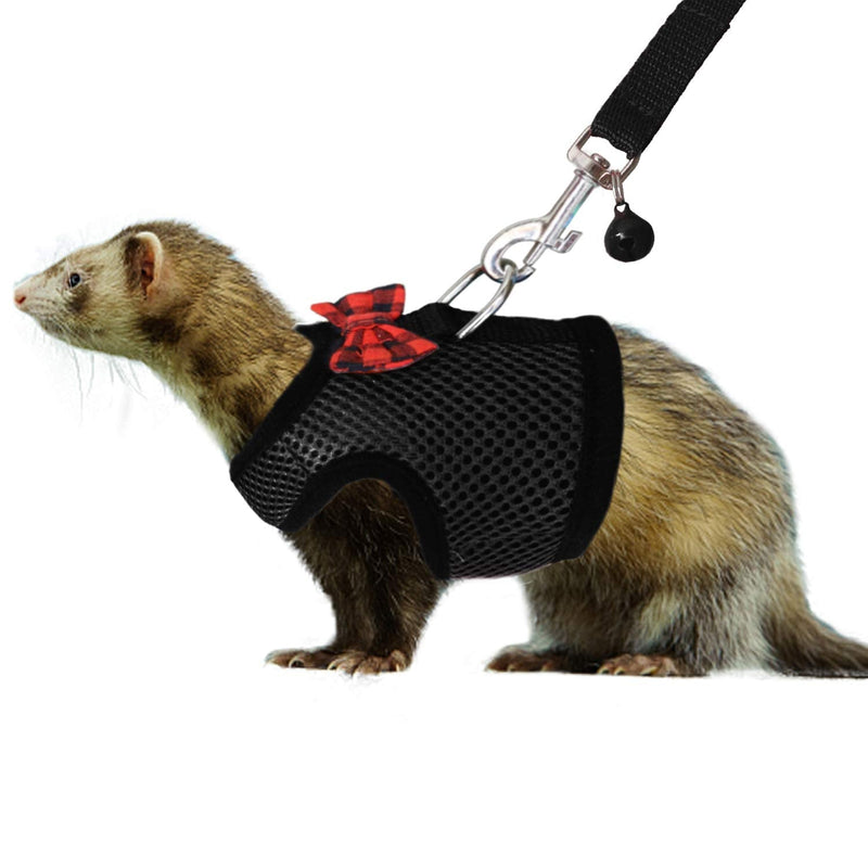 Rypet Small Animal Harness and Leash - Soft Mesh Small Pet Harness with Safe Bell, No Pull Comfort Padded Vest for Small Pet Small (Pack of 1) Black - PawsPlanet Australia