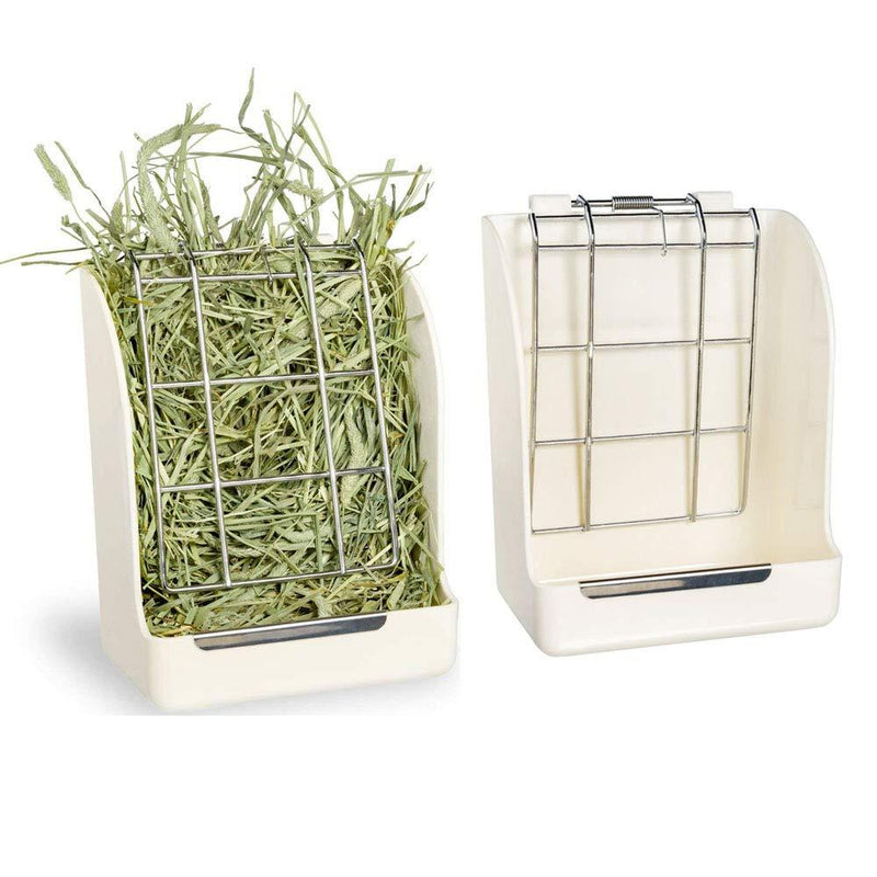 MINGZE Hay Feeder for Rabbit, Guinea Pigs, Chinchillas, Hamsters, Less Wasted, Hay Rack Guarantees Clean - Convenient for Mounting to Any Cages (White) White - PawsPlanet Australia