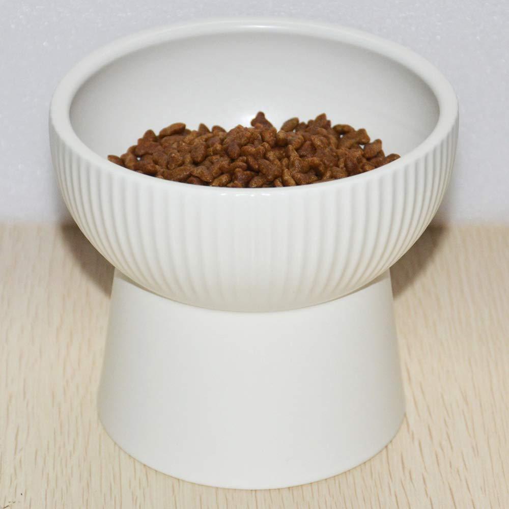 [Australia] - Lorde Raised Cat Bowls, Elevated Cat Food Bowls Water Bowl with Stand Ceramic Cat Feeding Bowls Pet Food & Water Bowls White 